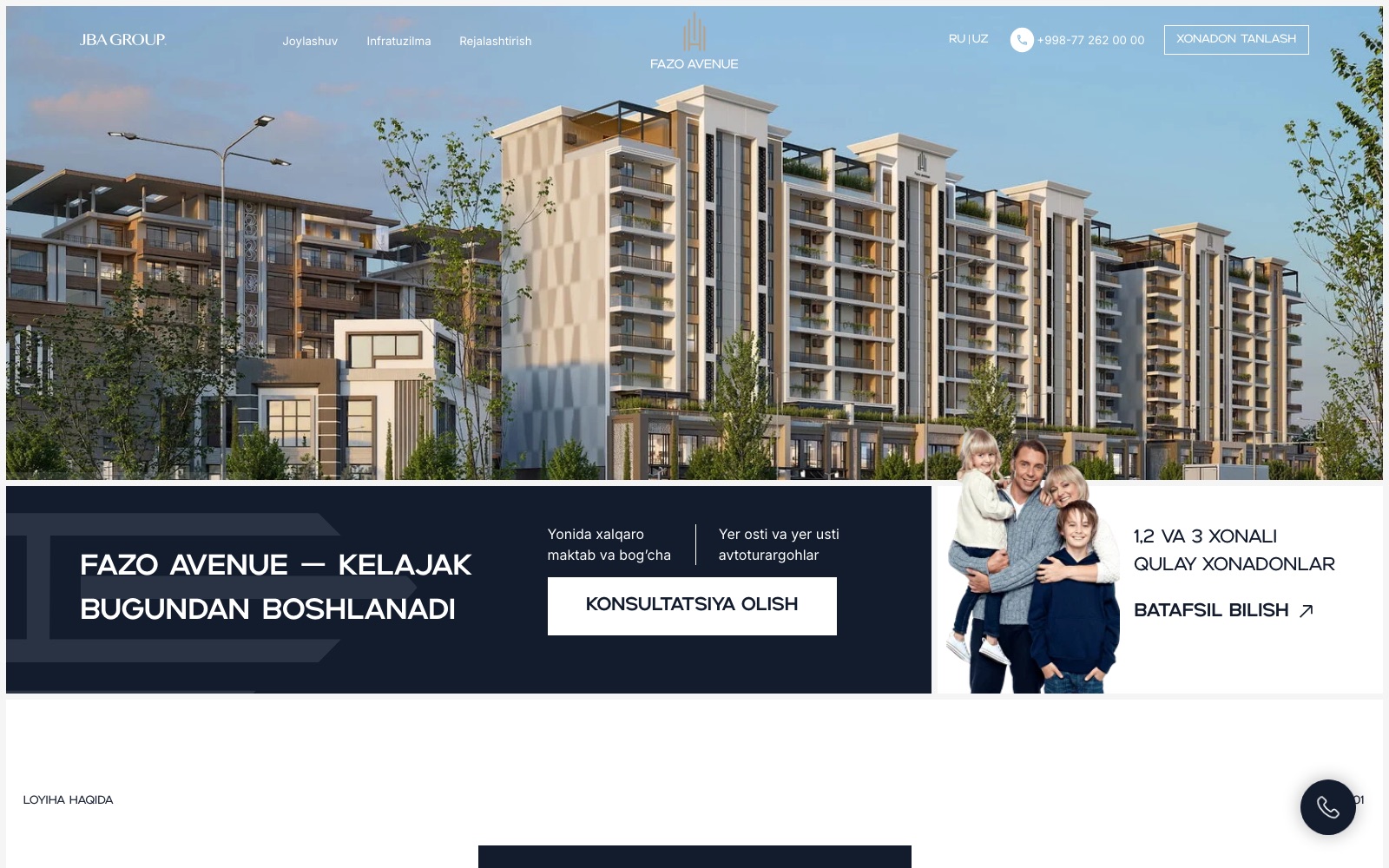 Fazo Avenue sayti — bosh sahifa